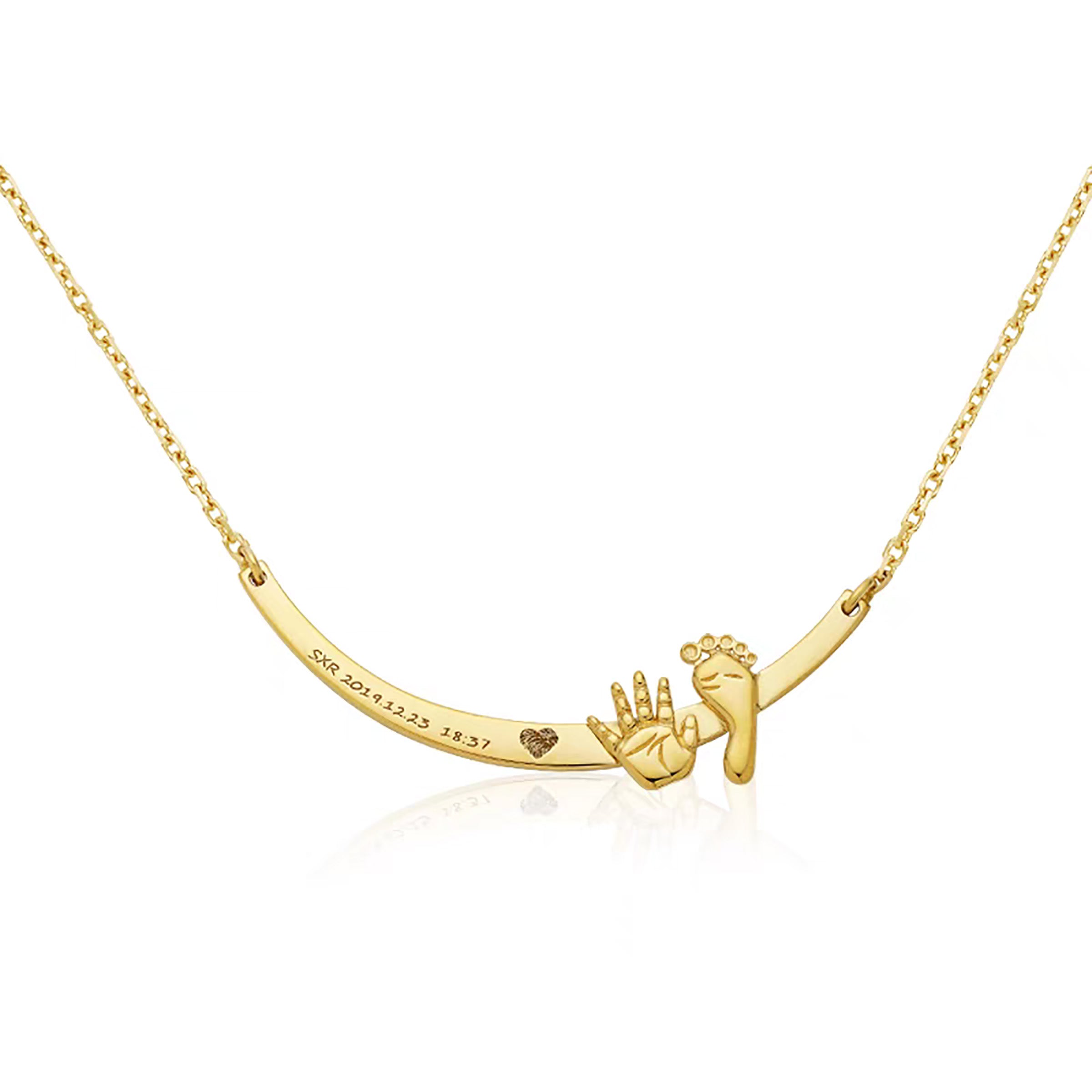 Solid Gold Baby Footprint Necklace - Personalized Keepsake Jewelry for Newborns, Baptism, Christening & First Birthday Gifts