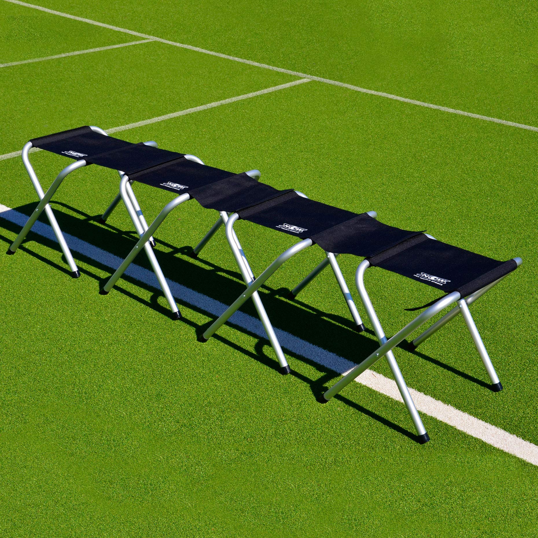 FORZA Portable Aluminum Team Benches - 4, 8 & 12 Seat Folding Benches for Soccer, Sports & Outdoor Events | Lightweight Subs Bench with Carry Bag | Perfect for Coaches, Players & Spectators (8-Seater, Without Shelter)