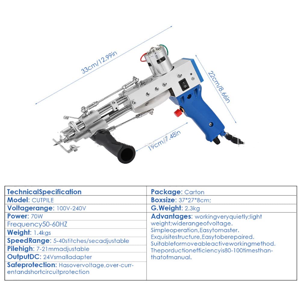LJJ Electric Carpet Tufting Gun - Professional Carpet Weaving & Flocking Machine for DIY Home Decor and Industrial Embroidery | Cut Pile Knitting Tool for Rugs, Wall Hangings, and Custom Textile Projects