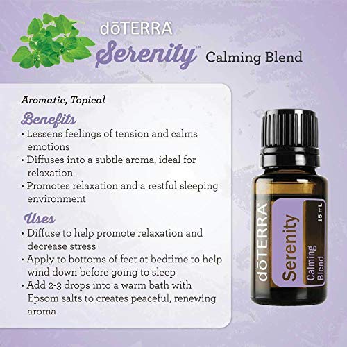 doTERRA Serenity Essential Oil Blend for Relaxation & Sleep - 15ml (Pack of 2) | Natural Stress Relief & Calming Aromatherapy for Bedtime, Meditation & Massage