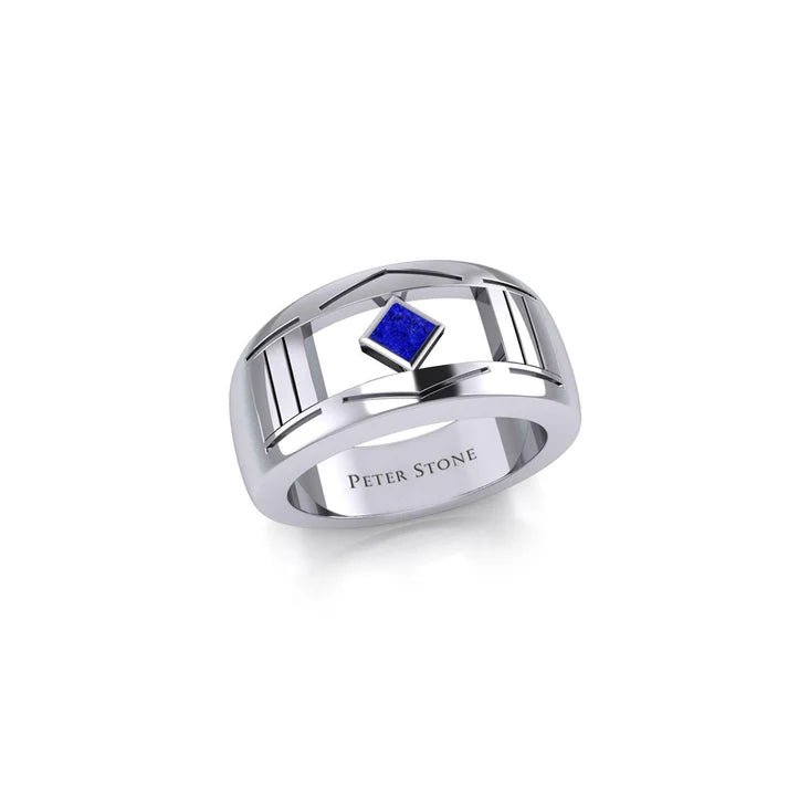Sterling Silver Modern Ring with Inlaid NA Recovery Symbol - Elegant Jewelry for 12 Step Program, Sobriety Gifts & Addiction Recovery Support (TRI2437)