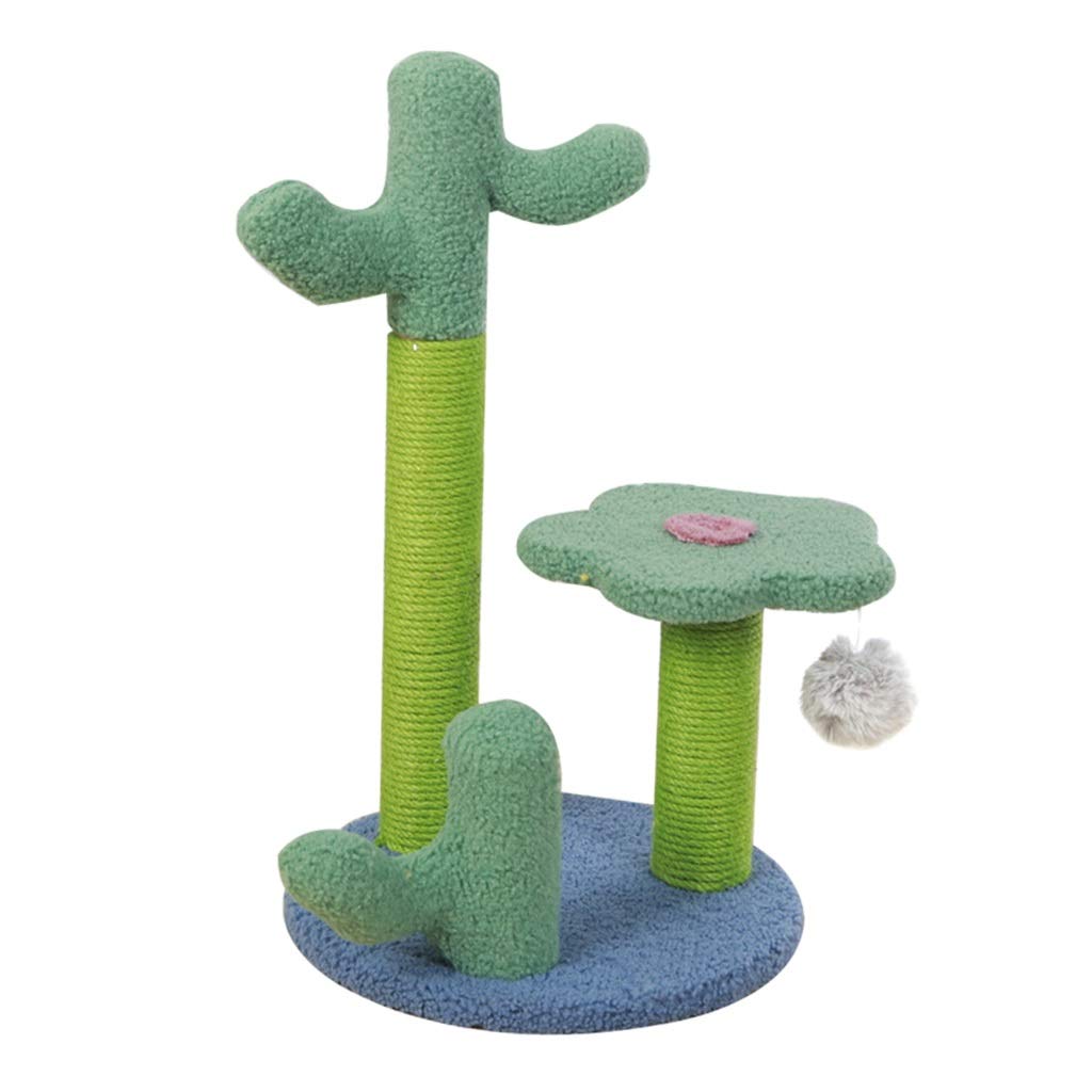 Cactus Cat Tree Scratching Post with Hanging Ball Toys - Kitten Climbing Frame & Activity Center for Indoor Cats - Perfect for Playtime, Exercise, and Stress Relief