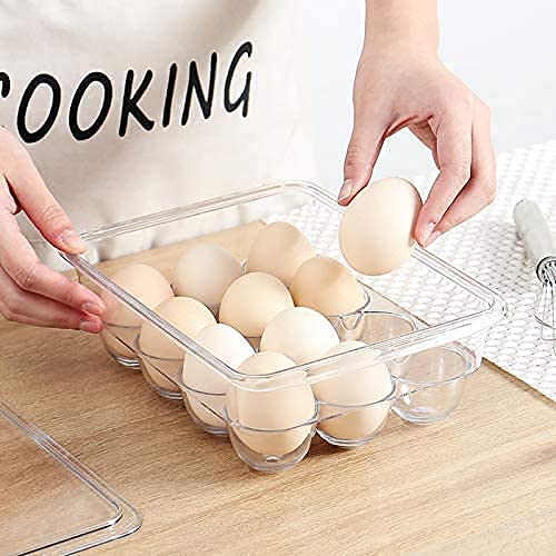 Kepzell Clear Refrigerator Egg Storage Container - Holds 12 Eggs | Durable Plastic Egg Tray for Kitchen Organization | Perfect for Fridge, Pantry & Farm Fresh Eggs