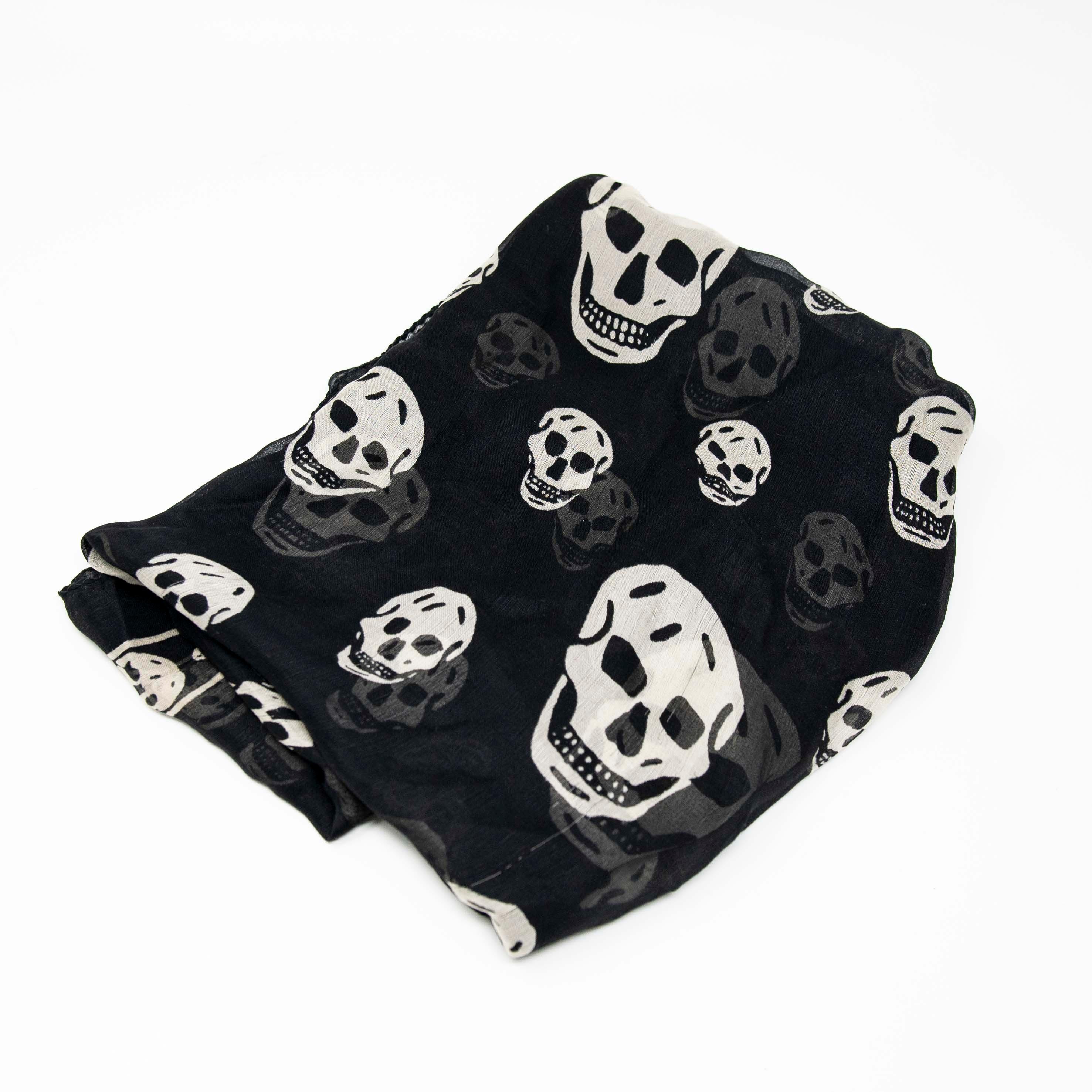 Alexander McQueen Black Silk Scarf with Skull Design - Luxury Fashion Accessory for Women, Perfect for Parties, Weddings, and Evening Events