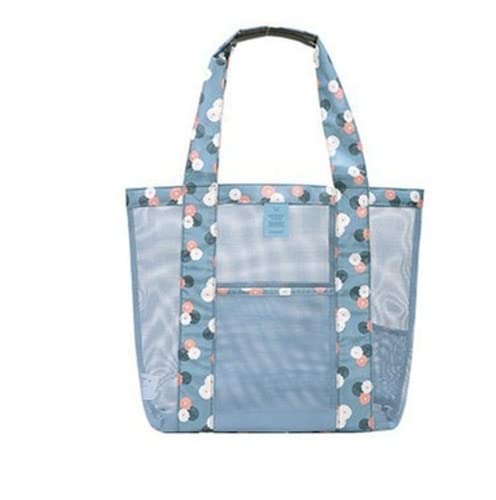 GAEIOWSS Large Mesh Beach Bag with Pockets - Foldable Toy Tote & Grocery Storage Net Bag for Pool, Shopping, Travel & Family Outings