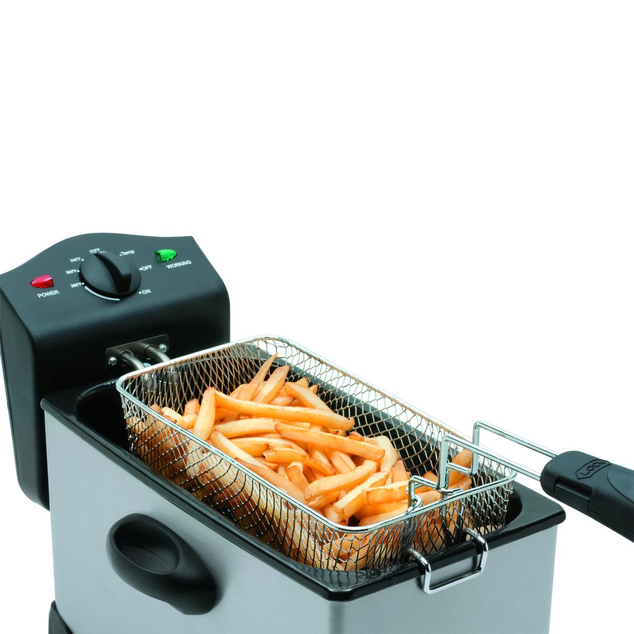 SALTON DF1233 3L Stainless Steel Deep Fryer for Home Kitchen - Perfect for Frying Chicken, Fish, French Fries & More