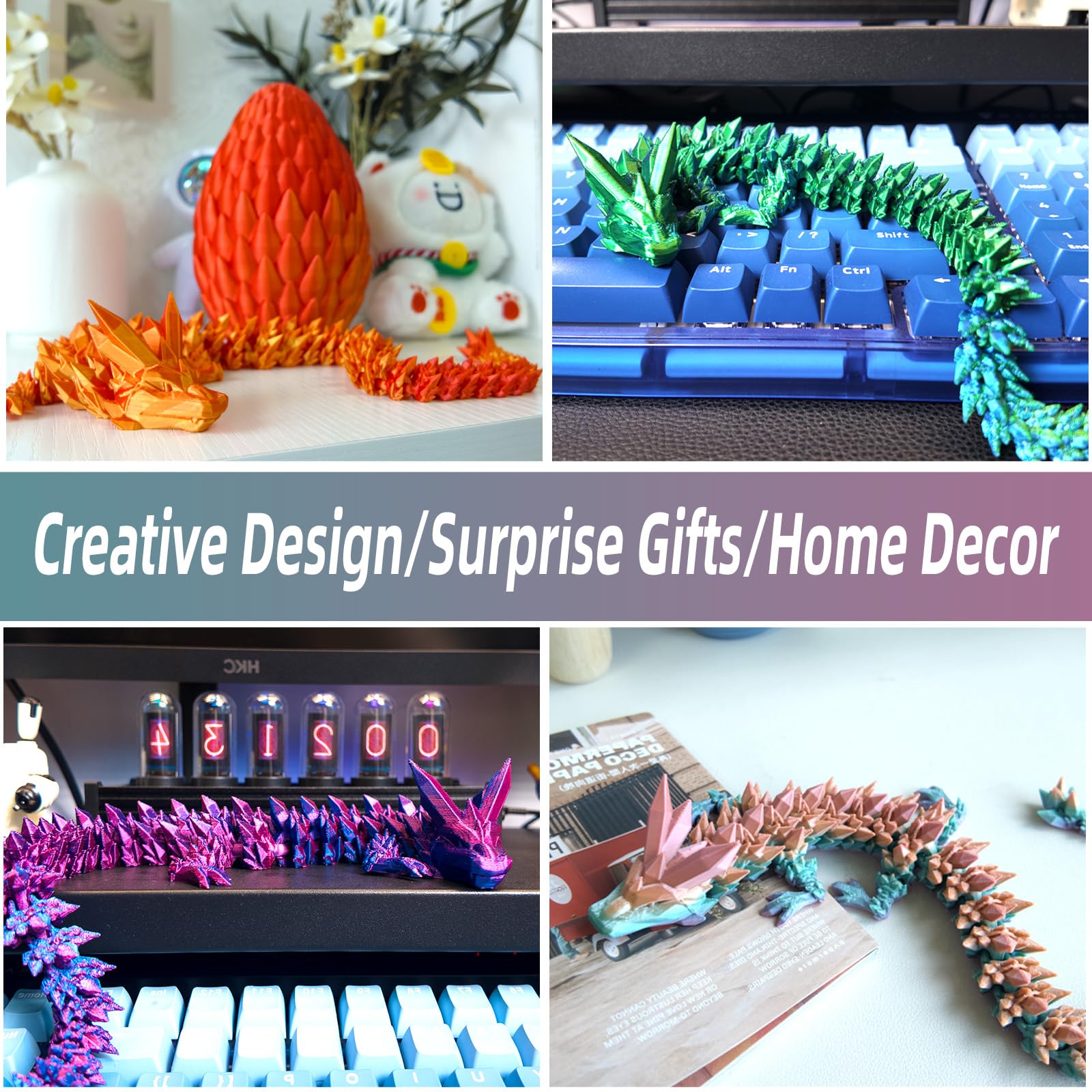 3D Printed Dragon Egg - 15 Inch Crystal Dragon Easter Surprise Egg, Fidget Toys for Kids & Adults, Unique Home Office Decor Gift for Birthdays & Holidays | Perfect for Stress Relief, Party Favors & Fantasy Collectibles