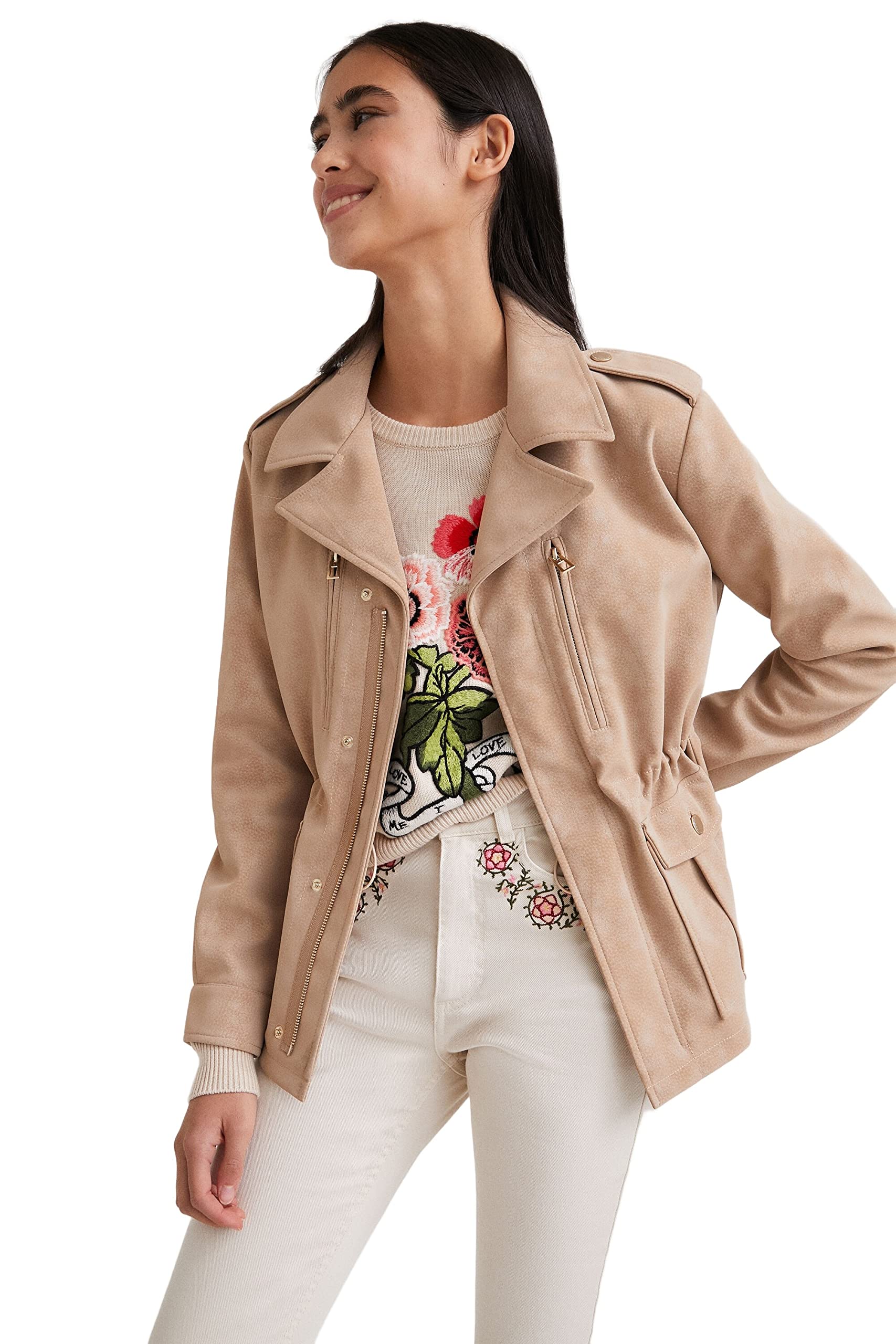 Desigual Women's Winter Coat - Waterproof Long Trench Coat with Hood, Warm Fleece Lining for Cold Weather | Perfect for Outdoor Activities, Commuting & Travel