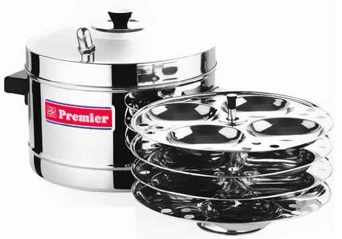 Premier 4-Tier Stainless Steel Idli Maker with SS Racks - Perfect for Indian Breakfast, Homemade Idli & Dosa Cooking, Commercial Kitchen Use