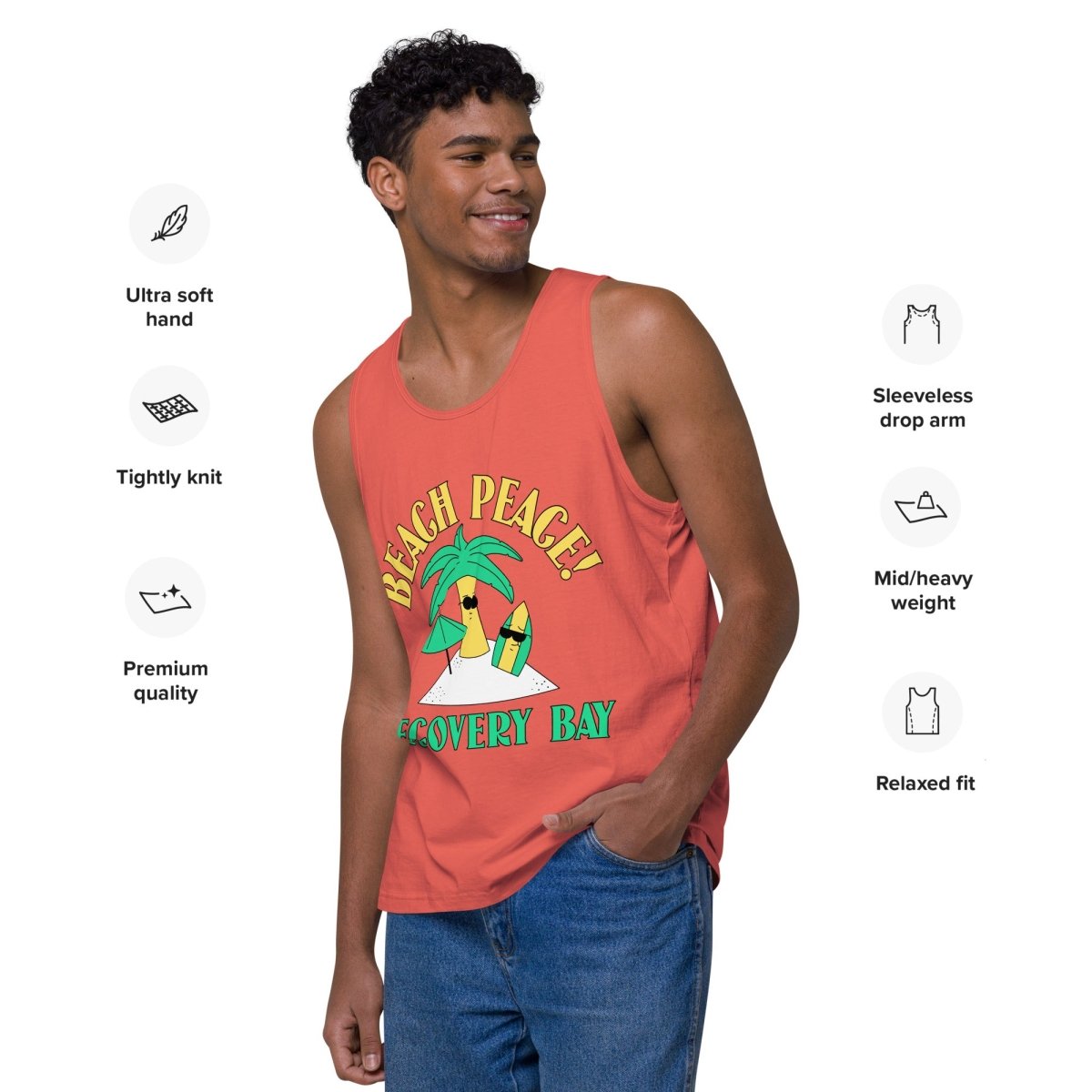 Beach Peace Recovery Bay Men's Premium Tank Top - Breathable Quick-Dry Athletic Shirt for Gym, Running & Outdoor Activities
