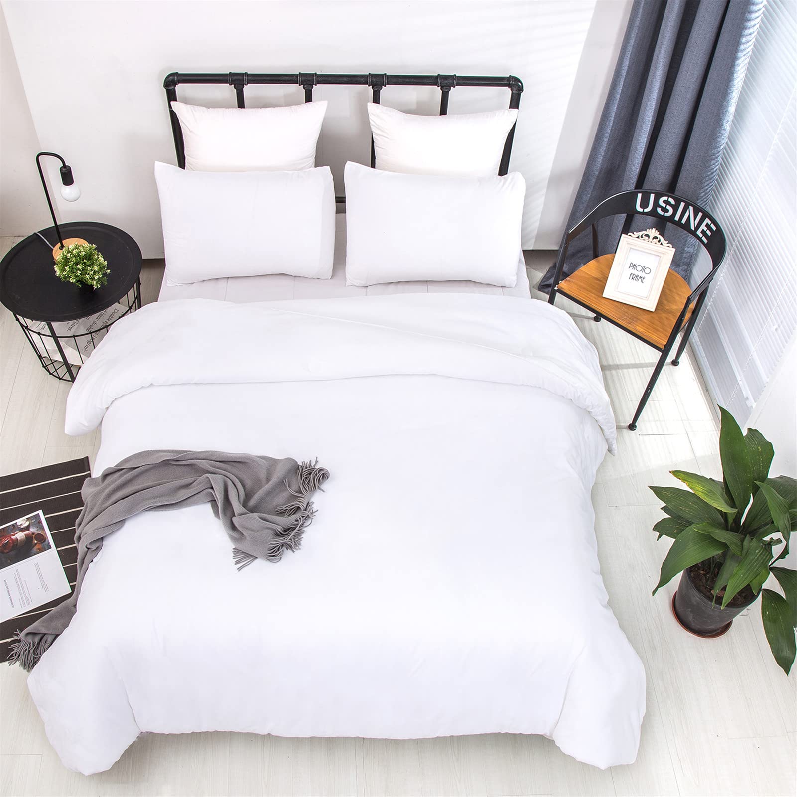 Luxlovery White Comforter Set Twin - Soft Breathable 3-Piece Bedding Set with Solid Quilt & Blanket for Twin Bed | Perfect for Guest Rooms, Dorms & Cozy Bedrooms