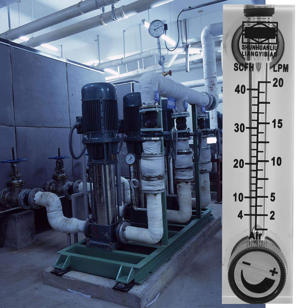 LZM-6T Panel Mount Rotor Flow Meter with Adjustable Knob - 2-20LPM/4-40SCFH Measurement Range - Brass BSP1/4 Female Connection for Precise Gas Flow Control - Ideal for Industrial Gas Monitoring and Laboratory Applications