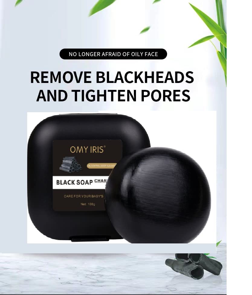 Organic Black Soap with Shea Butter - Handmade Anti-Acne Face & Body Cleanser - Moisturizing Skincare Treatment for Clear Skin - 100g Bath Bar for Acne-Prone & Sensitive Skin - Perfect for Daily Shower & Travel
