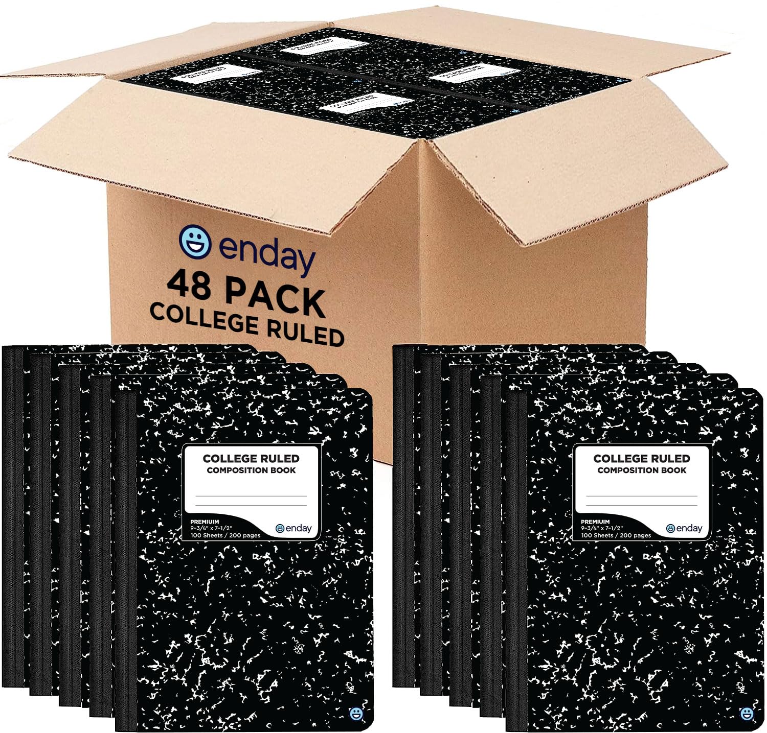 Premium Black Marble Composition Notebooks - 48 Pack College Ruled Hard Cover Lined Journals, 100 Sheets Bulk Notebooks for School, Office & Journaling | Durable Writing Books for Students, Professionals & Note Taking