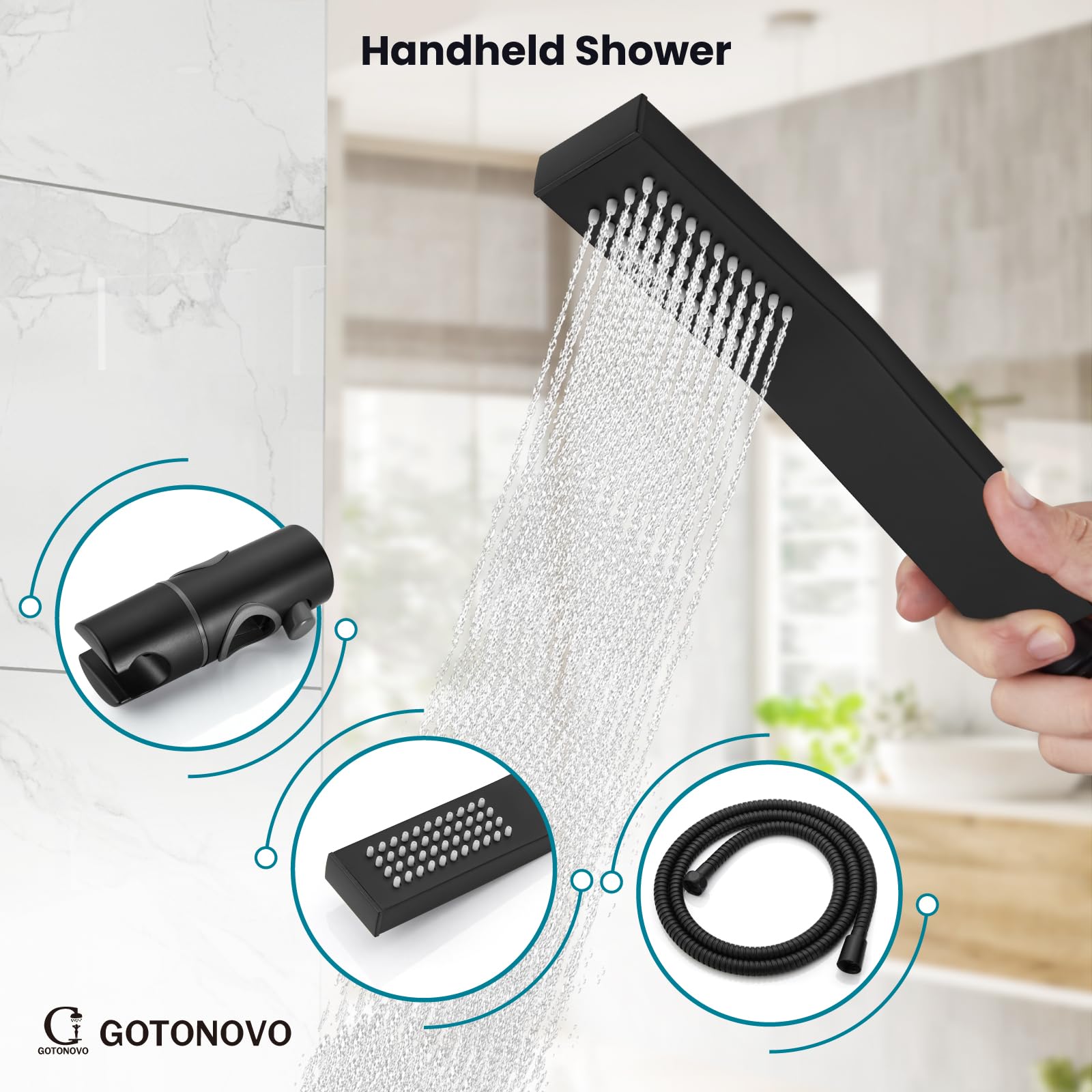 Matte Black Exposed Shower System Set - 8 Inch Rain Shower Head with Single Handle & Triple Function Tub Spout - Complete Bathroom Faucet Fixture Combo for Modern Home Renovation (Perfect for Master Bath, Guest Bath & Spa-Like Shower Experience)