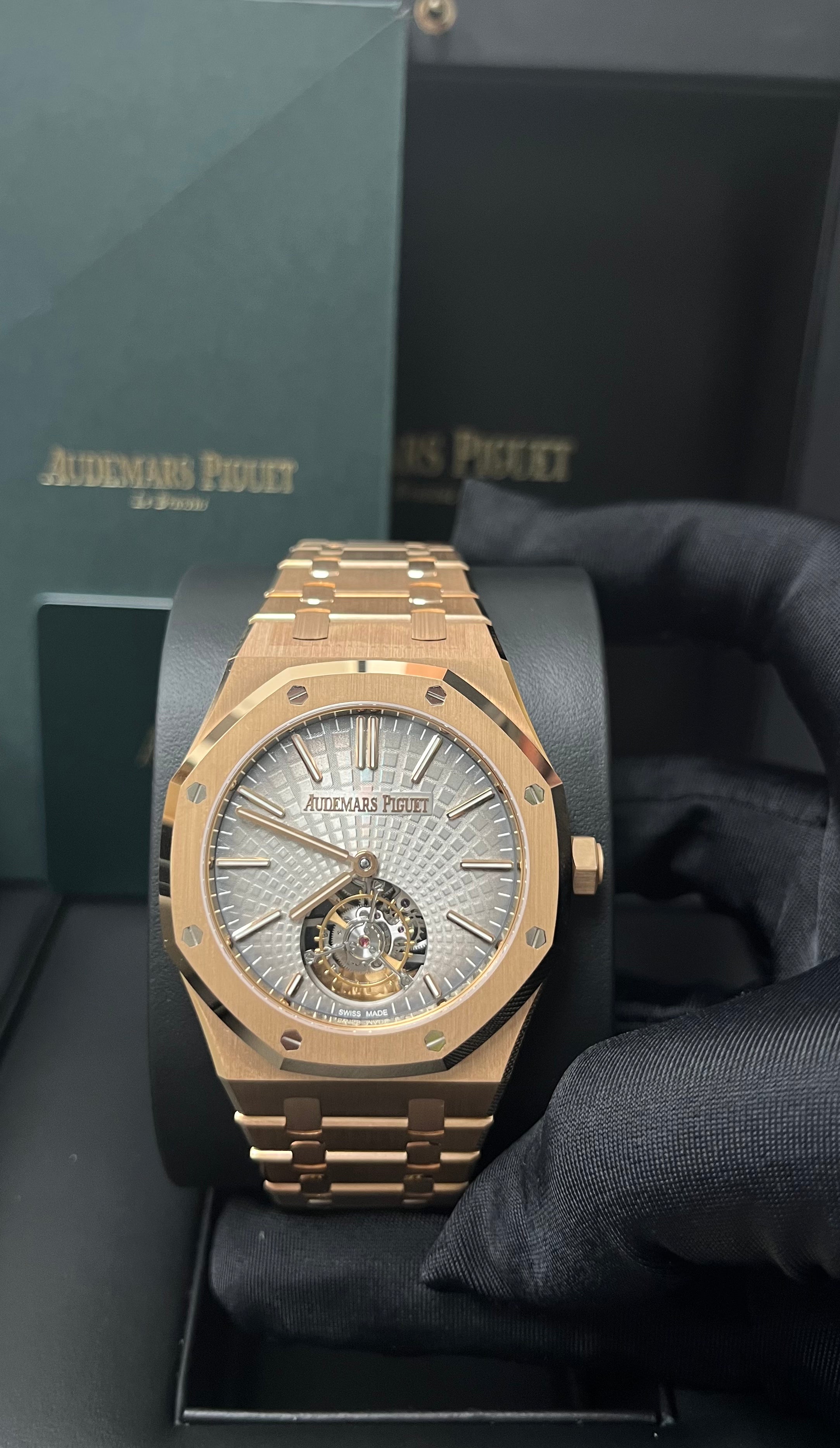 Audemars Piguet Royal Oak Tourbillon Rose Gold Watch with Grey Index Dial 26530OR.OO.1220OR.01 - Luxury Timepiece for Business Meetings & Special Occasions