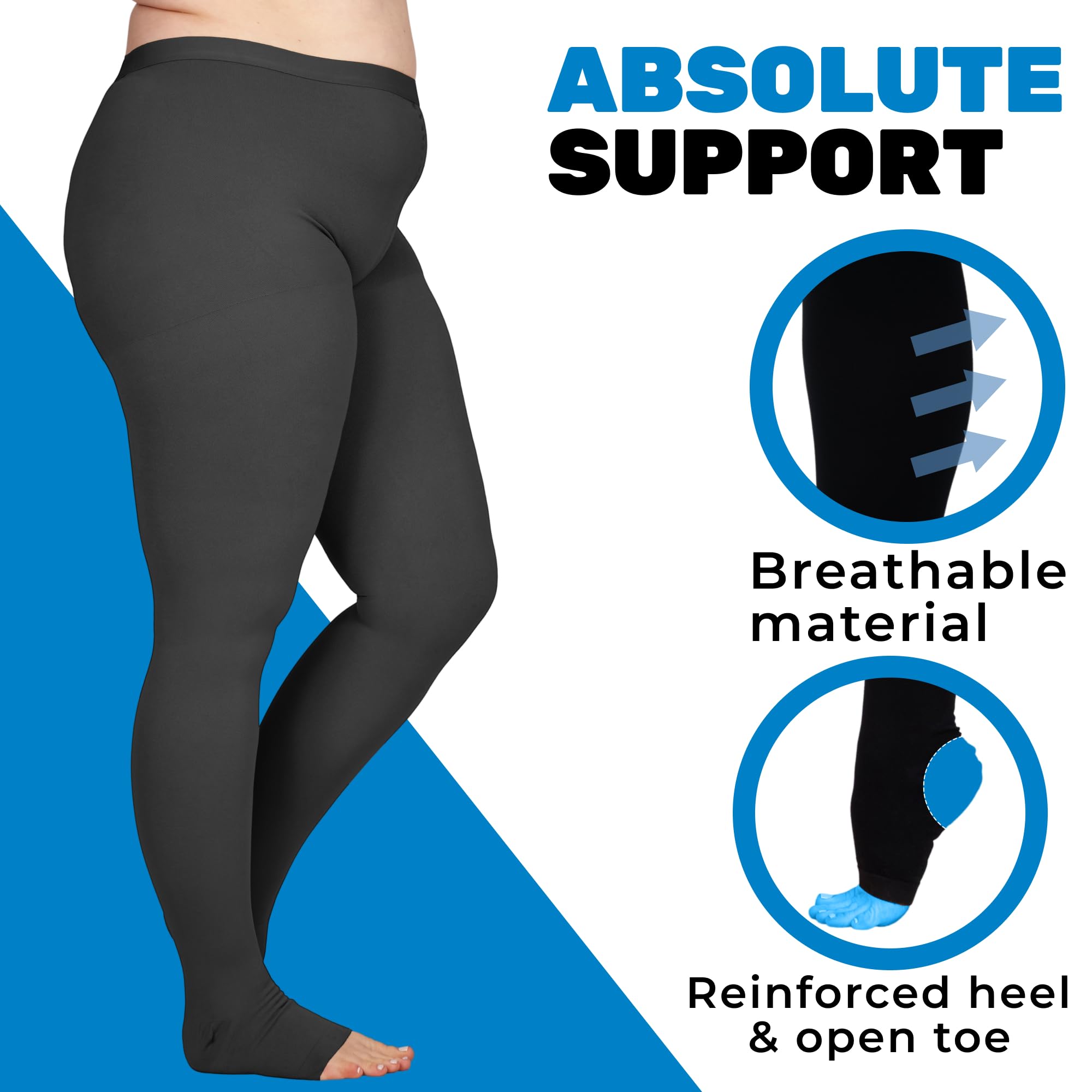 Women's 20-30mmHg Open Toe Compression Tights - DVT Support & Circulation Boost for Active Lifestyles
