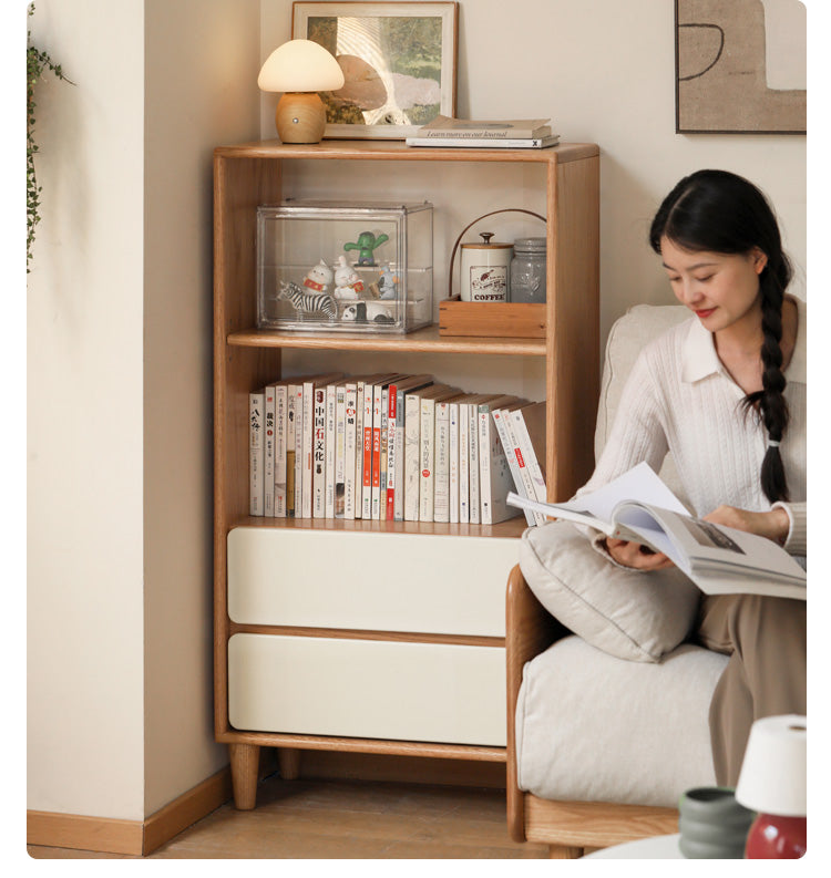 Solid Oak Wood Modern Bookcase Shelf - Stylish Storage for Living Room, Office & Bedroom - Perfect for Books, Decor & Organizing