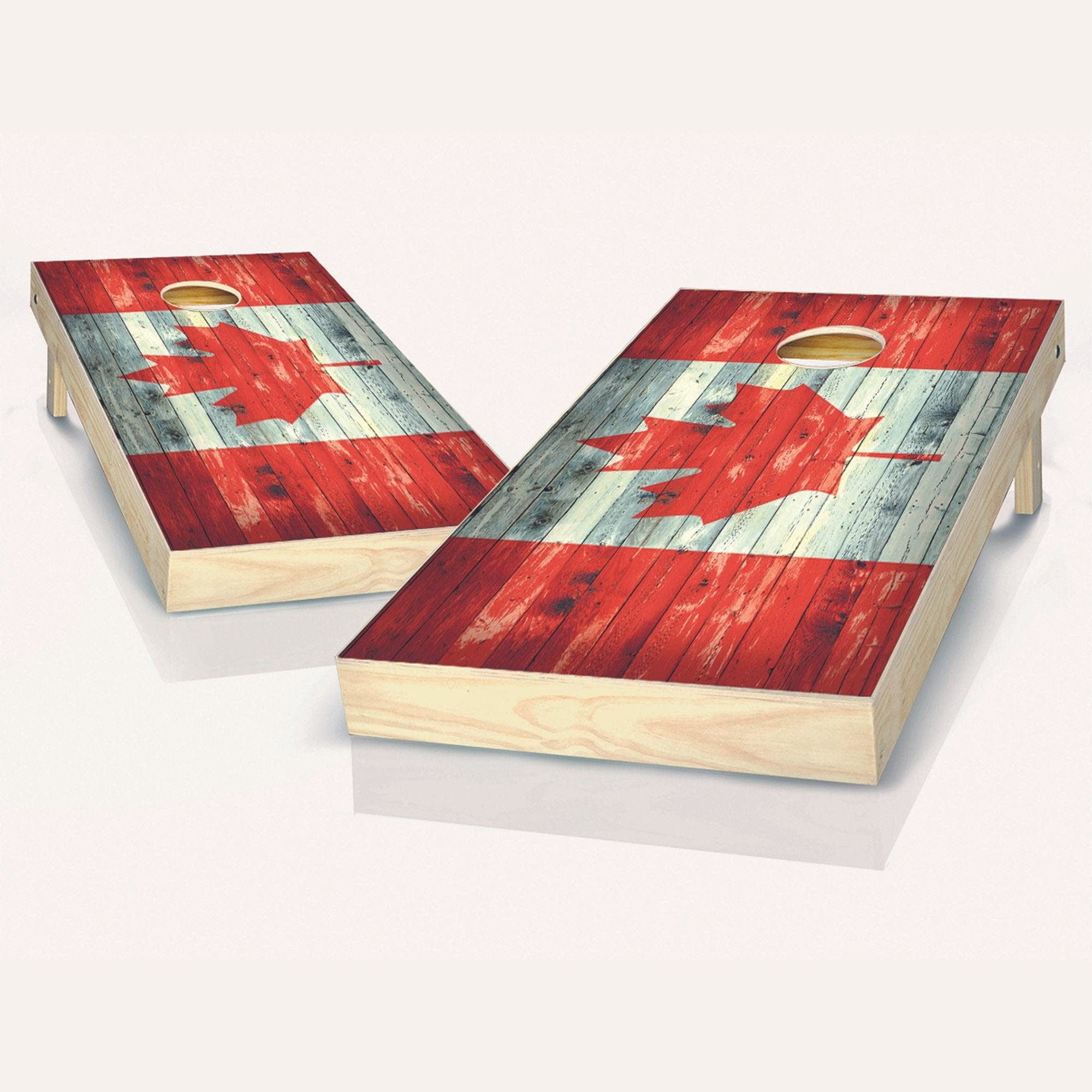 Skip's Garage Canadian Flag Rustic Cornhole Board Set - Regulation Size Cornhole Game with Boards, Optional LED Lights & Carrying Cases - Perfect for Backyard BBQs, Tailgating & Outdoor Parties