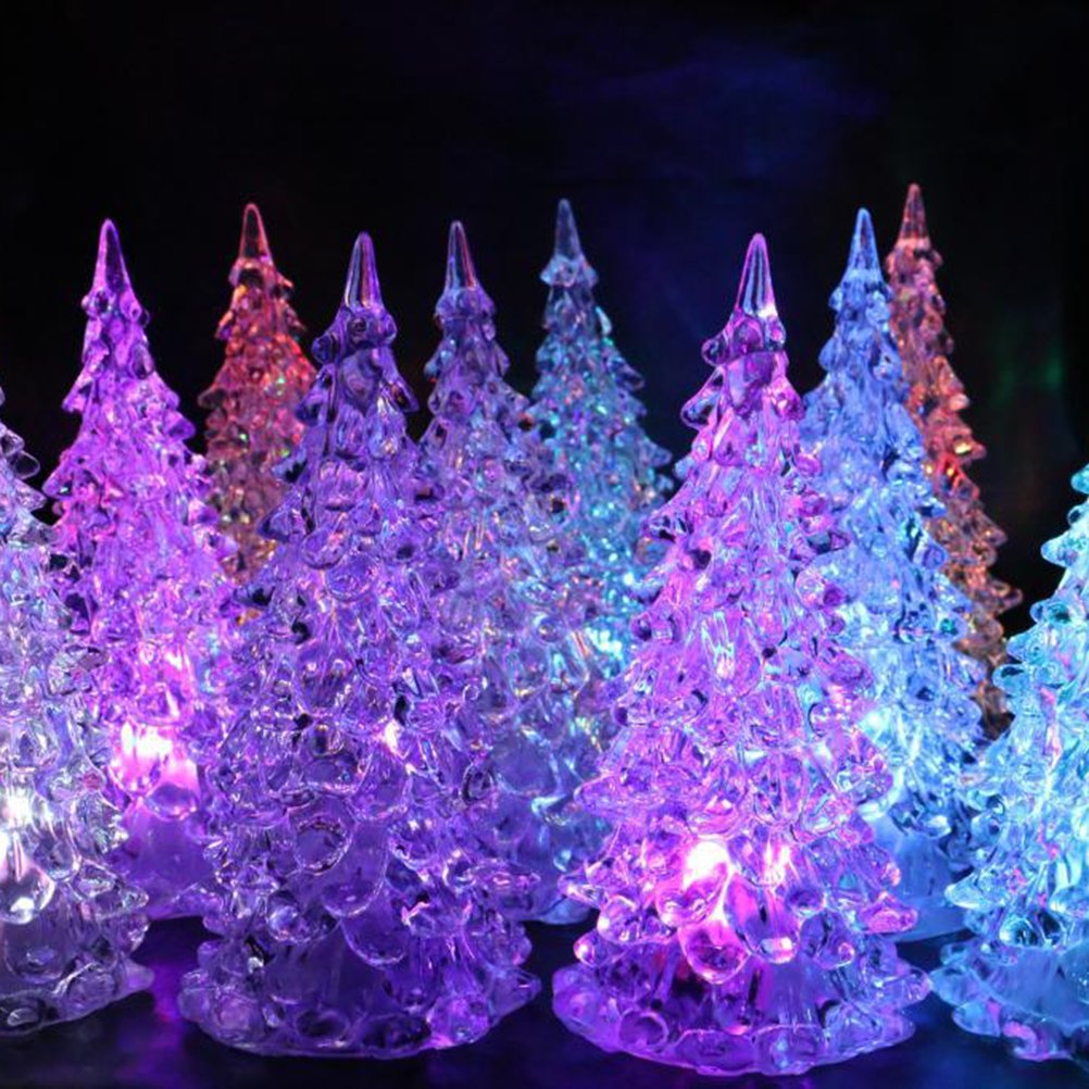 BESPORTBLE Acrylic LED Christmas Tree Night Light - Battery Operated Crystal Christmas Tree Lamp for Kids, Bedroom, Nursery, Holiday Decor - Perfect for Christmas Gifts, Home Decor, and Festive Ambiance