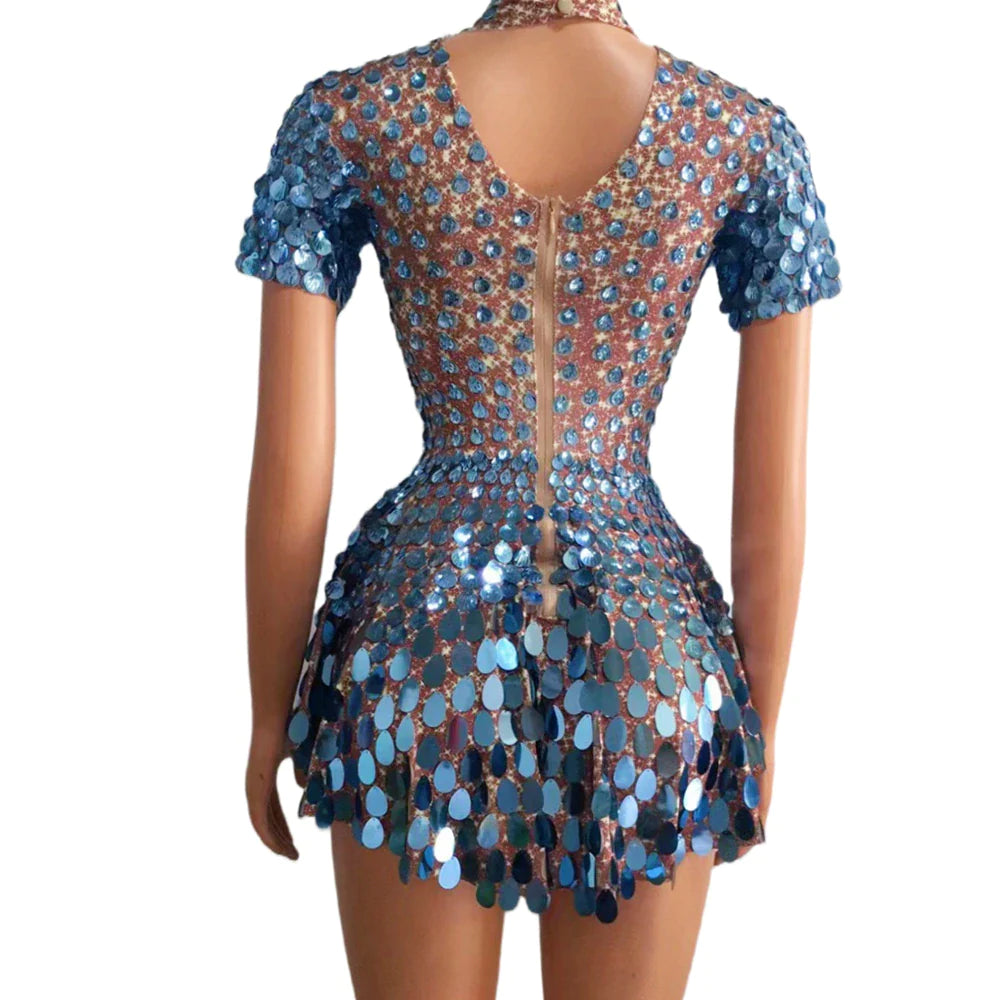 Shiny Metallic Mini Dress Bodysuit - Sexy Party Outfit for Women | Perfect for Nightclubs, Festivals & Special Events