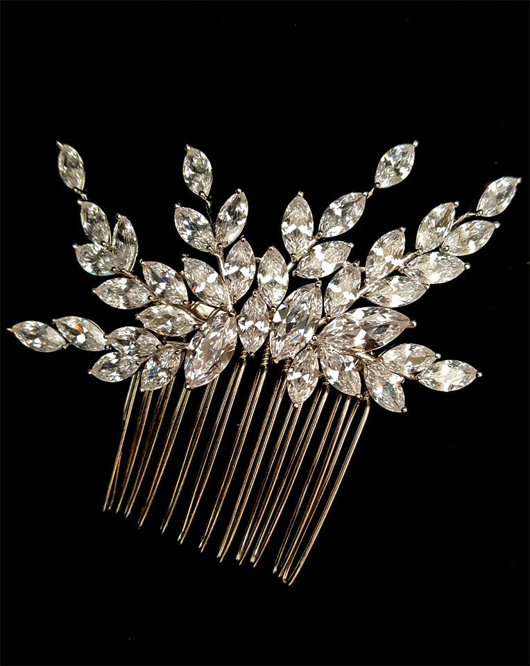 Elegant Bridal Hair Comb with Flower Cascade - Johnny B Collection at Kezani | Perfect for Weddings, Prom & Special Occasions