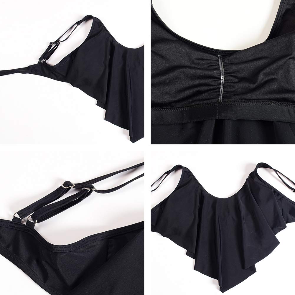 QZUnique Women's Two-Piece Bathing Suit Set - Ruffled Bikini Top & High Waisted Bottom Tankini | Perfect for Beach, Pool & Summer Vacations