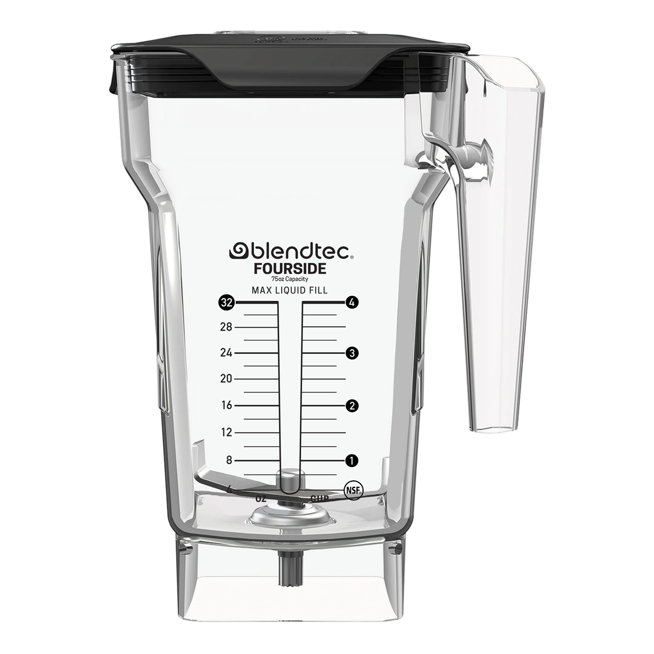 Blendtec 75 oz FourSide Commercial Blender Jar - 4-Sided Replacement Pitcher for Most Blendtec Blenders - 32 oz Blending Capacity - Clear Glass - Perfect for Smoothies, Soups & Nut Butters