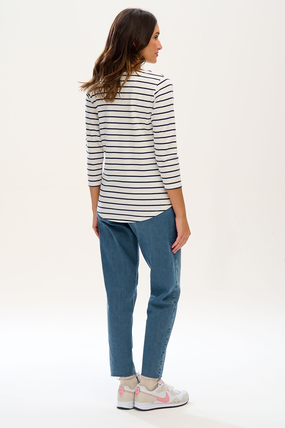 Brighton Jersey Top for Women - Soft & Comfortable Off White/Navy Knit Shirt - Perfect for Casual Wear, Layering & Everyday Outfits