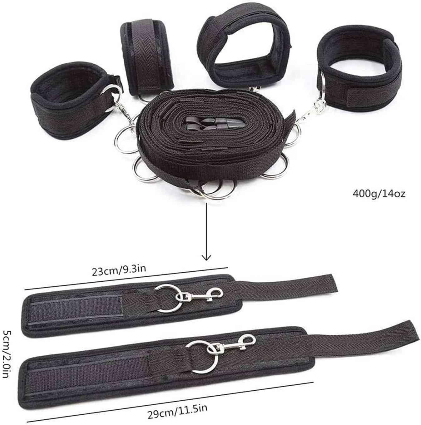 Premium Under Bed Restraint System - Bondage Kit for Couples with Wrist & Ankle Cuffs, Blindfold & Adjustable Straps (King/Queen Size) - Perfect for Spicing Up Your Bedroom, BDSM Play & Romantic Nights