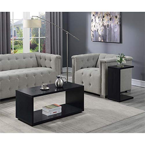 Pemberly Row Black Wood Coffee Table - Modern Living Room Furniture for Home Decor & Entertainment Spaces