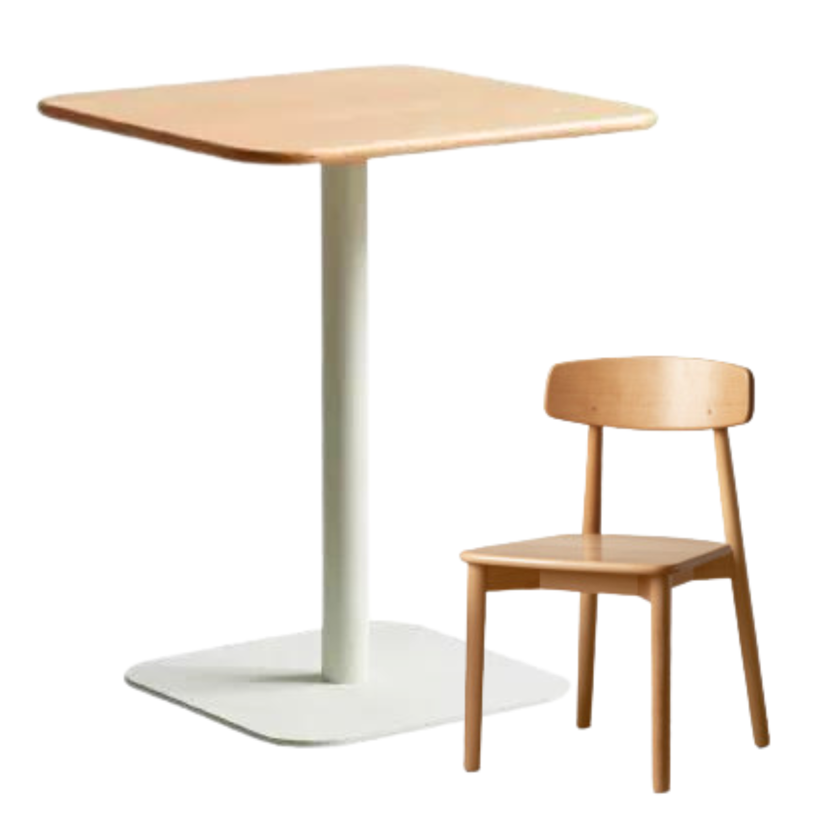 23.6x23.6x29.1 inch / 60x60x74 cm / Natural Wood Color / Square table + chair pcs 4