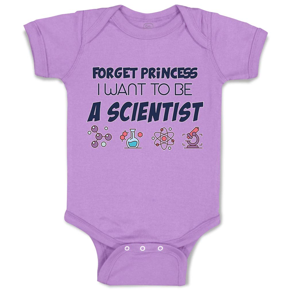 Funny Baby Bodysuit - 'Forget Princess I Want to Be A Scientist' Cute Cotton Outfit for Boys & Girls | Newborn Clothing with Lavender Design | Perfect for Science-Themed Parties & Playdates