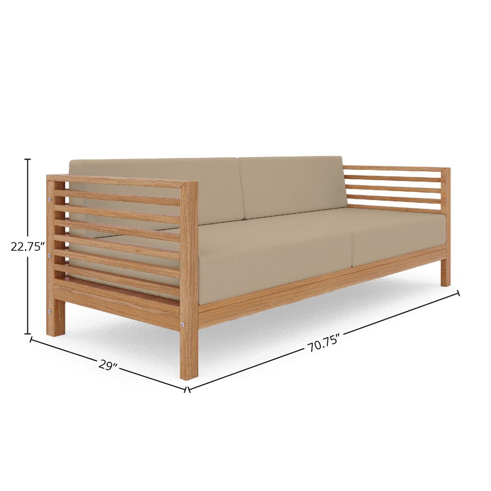 Premium 5-Piece Teak Outdoor Patio Deep Seating Set with Sunbrella Fawn Cushions - Durable Patio Furniture for Backyard, Garden & Poolside Relaxation