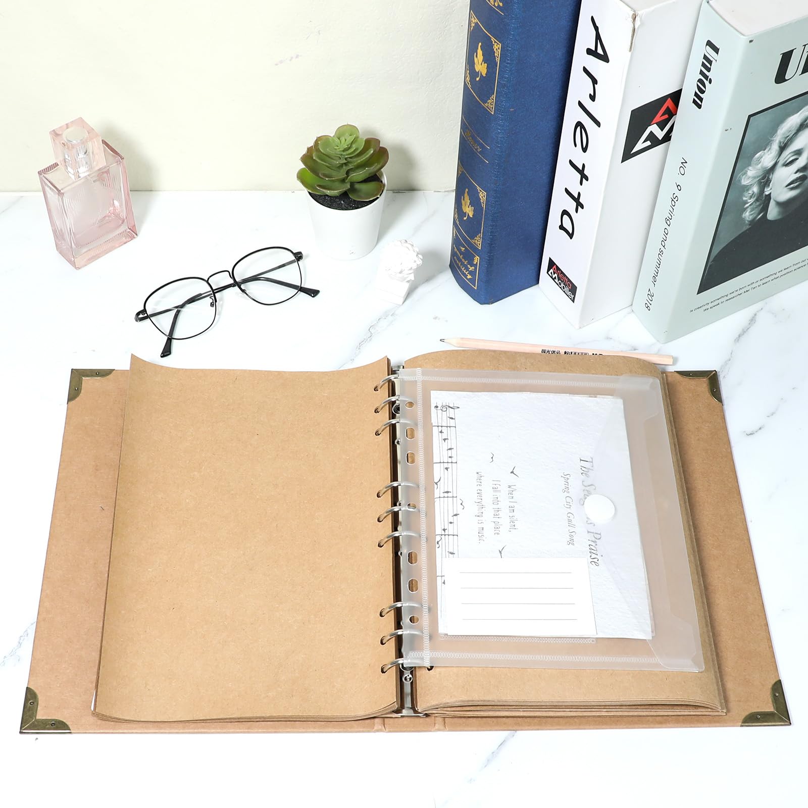 10 Pcs A5 Binder Pockets 5.5 x 8.5 Inches - 7-Hole Mini Binder Folders with Dividers, Clear Plastic Envelopes for School, Office & Document Organization