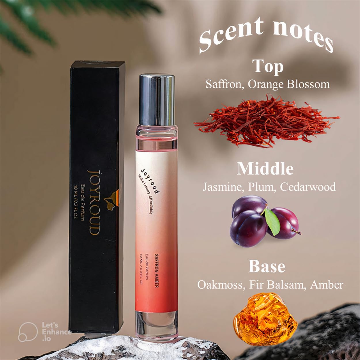 Long Lasting Amber & Saffron Perfume Oil for Women - Travel Size Roll On Eau de Parfum | Perfect for Daily Wear, Date Nights & Office Use