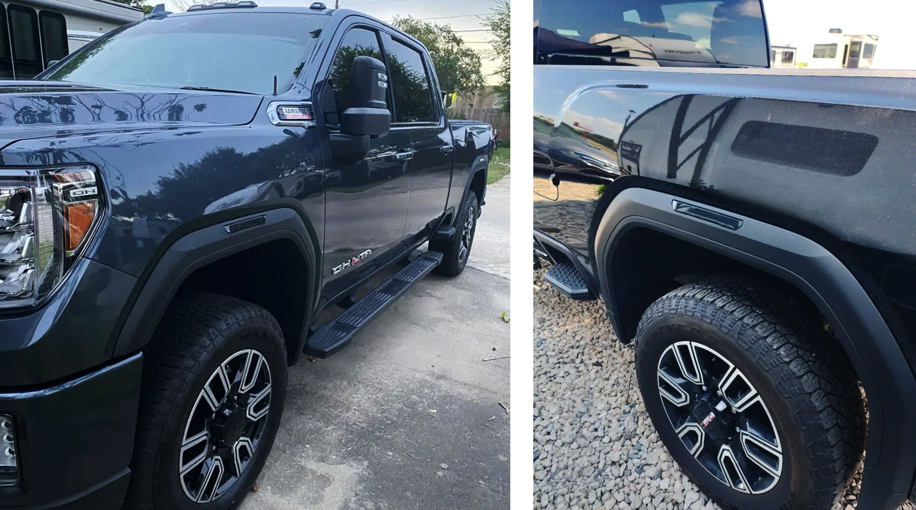 4-Piece White LED Fender Side Markers with Smoke Lens for 2020+ GMC Sierra 2500/3500 - Upgrade Your Truck's Style & Visibility for Night Driving and Off-Road Adventures