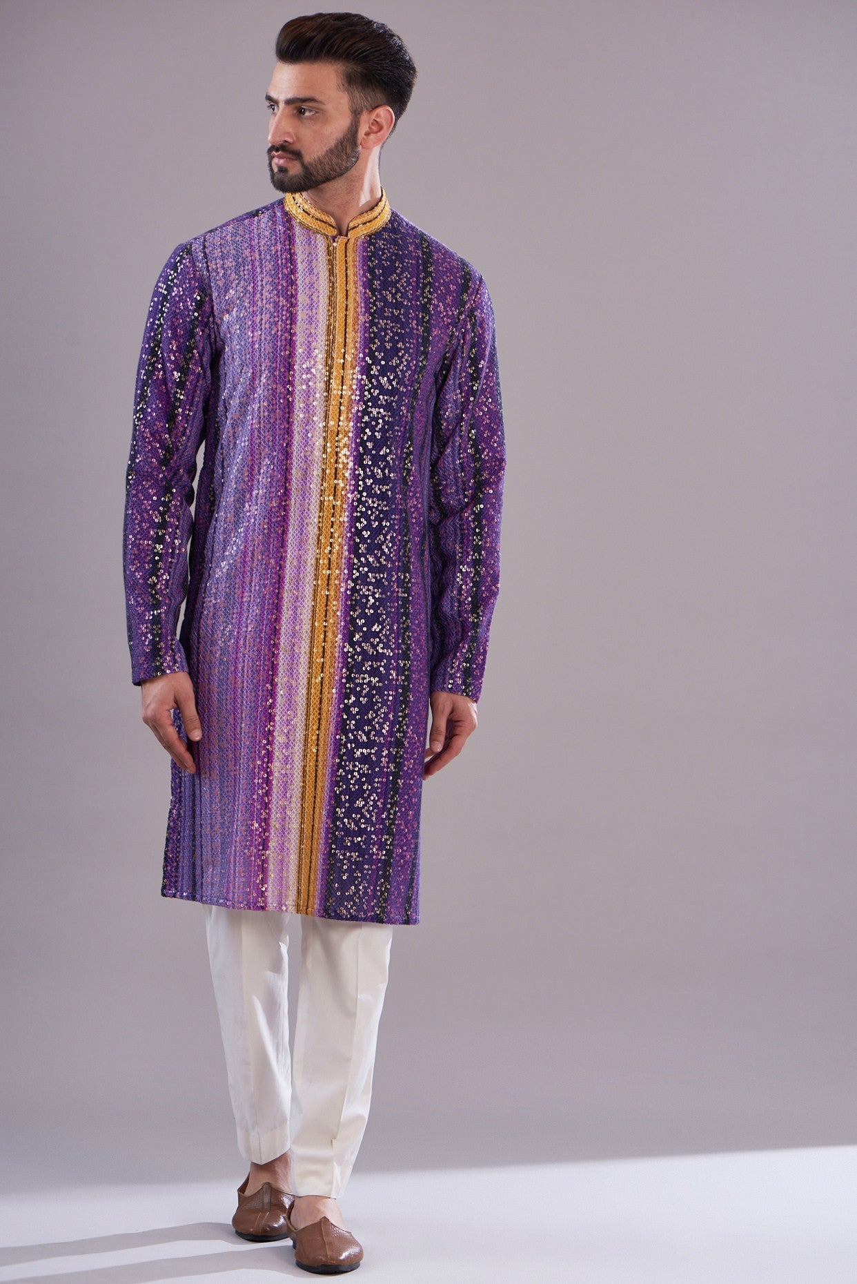 Elegant Purple Sequenced Kurta for Women - Stylish Indian Ethnic Wear for Festivals, Parties & Special Occasions