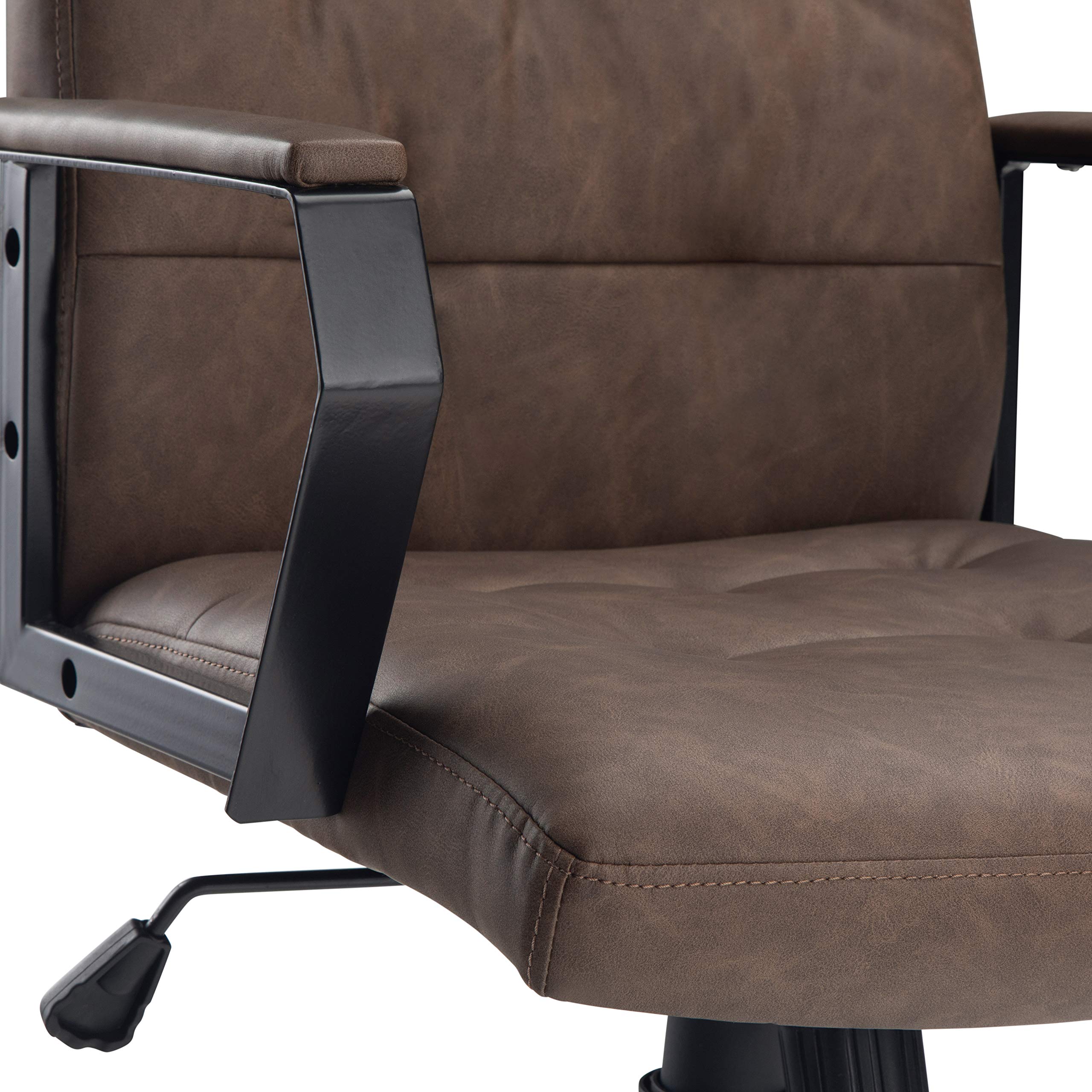 SIMPLIHOME Foley Swivel Adjustable Executive Office Chair - Distressed Brown Faux Leather Ergonomic Desk Chair with Lumbar Support for Home Office, Study & Workspace - Modern Computer Chair for Long Hours Sitting