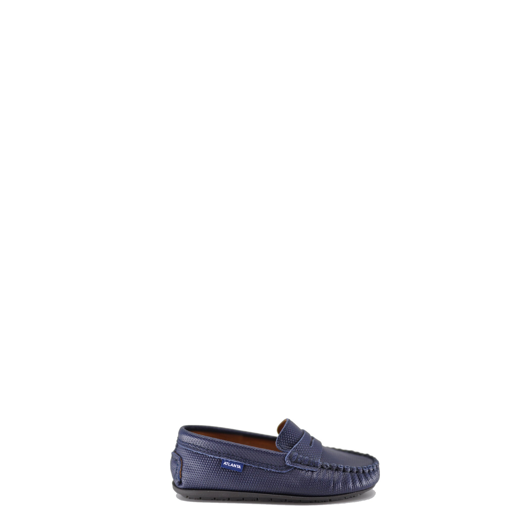 **Men's Atlanta Moccasin Navy Blue Penny Loafers – Genuine Textured Leather Slip-On Shoes for Business Casual & Office Wear**    *使用场景示例: Perfect for business meetings, office attire, or smart-casual outings.*