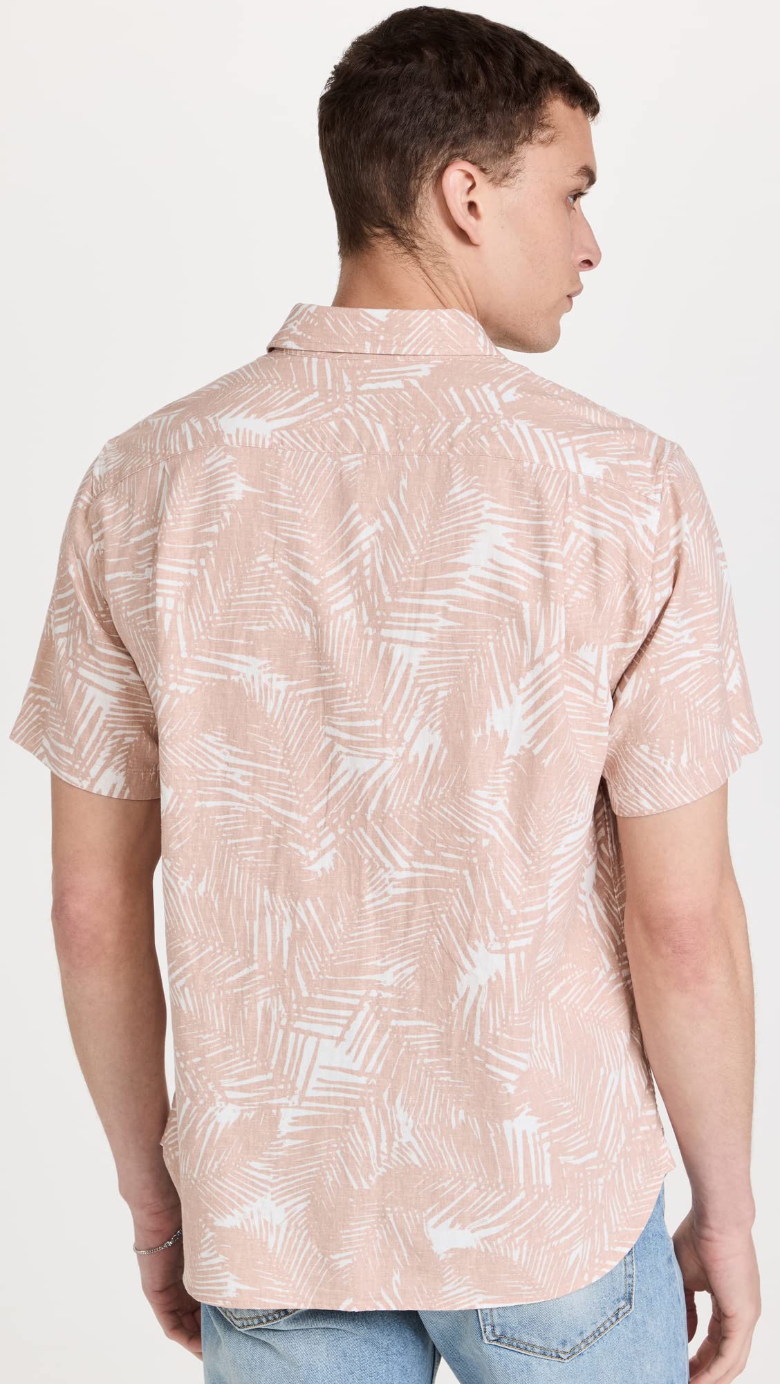 Vince Palm Print Short Sleeve Shirt for Women - Tropical Vacation & Summer Casual Wear - Lightweight Breathable Comfort for Beach, Pool, and Outdoor Activities