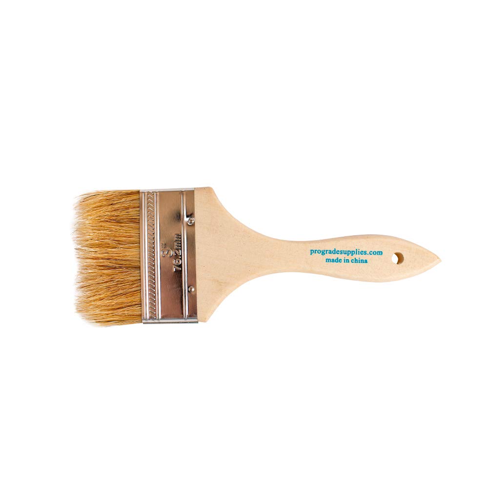 Professional Grade 3 Inch Chip Paint Brushes - Set of 12 Light Brown Artist Brushes for Woodworking, Furniture Restoration & DIY Crafts