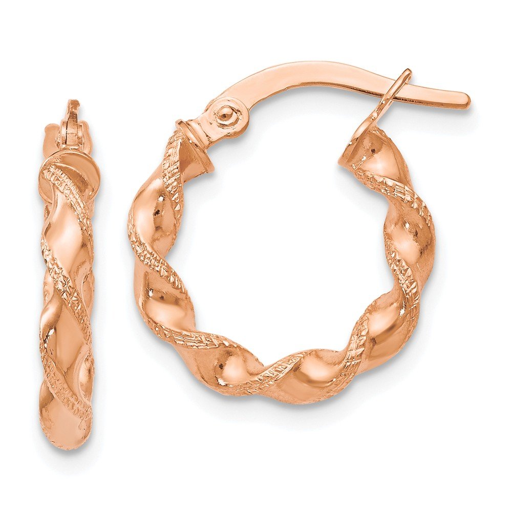 14K Rose Gold Twisted Hoop Earrings for Women - Dainty & Elegant Jewelry Gift for Her - Perfect for Everyday Wear, Date Night & Special Occasions