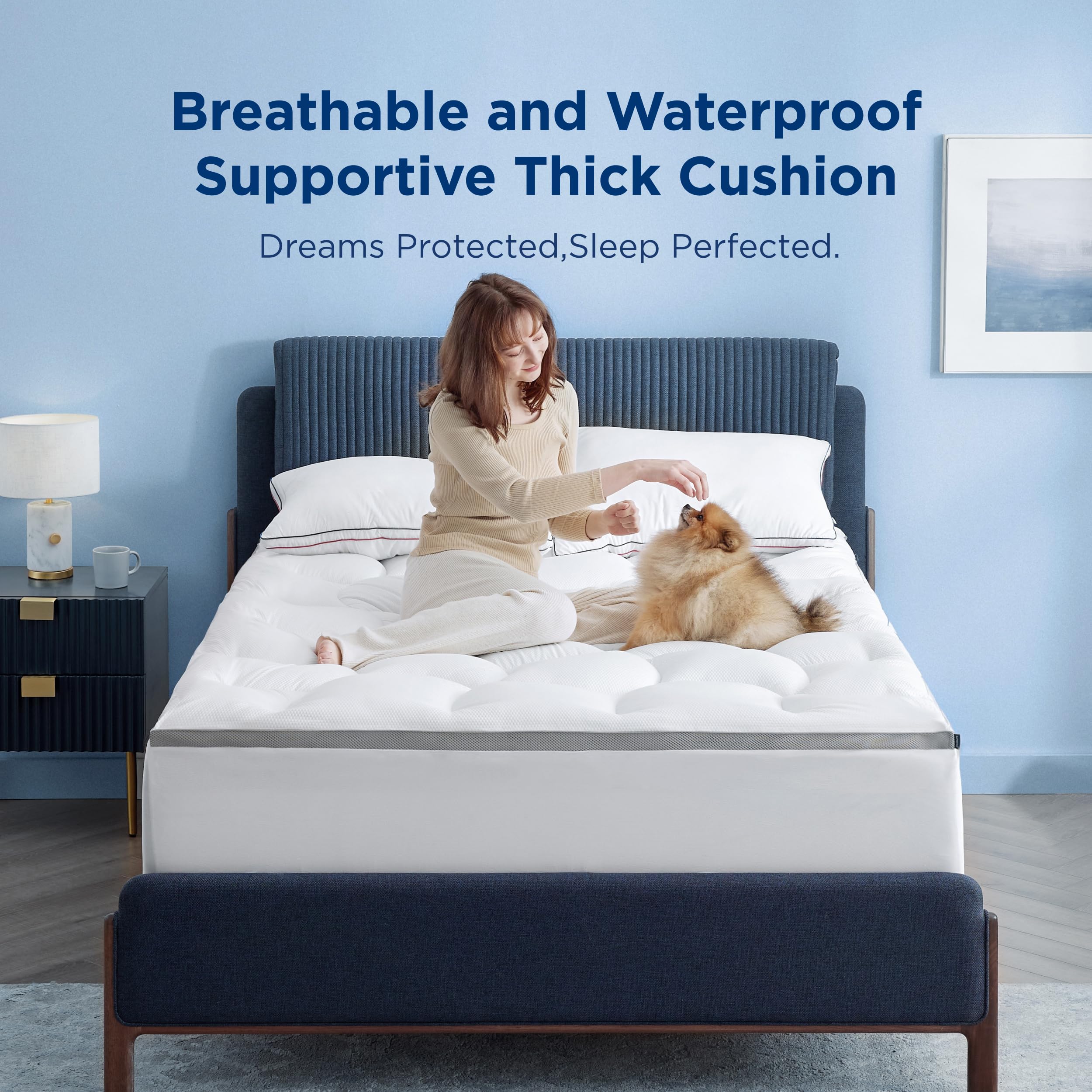 Bedsure Twin XL Mattress Topper - 800 GSM Thick Pillow Top Mattress Protector with Deep Pocket (8-21 Inches), Waterproof & Breathable Bed Pad for College Dorm, Guest Room & Home Bedroom - White - Perfect for Extra Comfort & Support While Sleeping