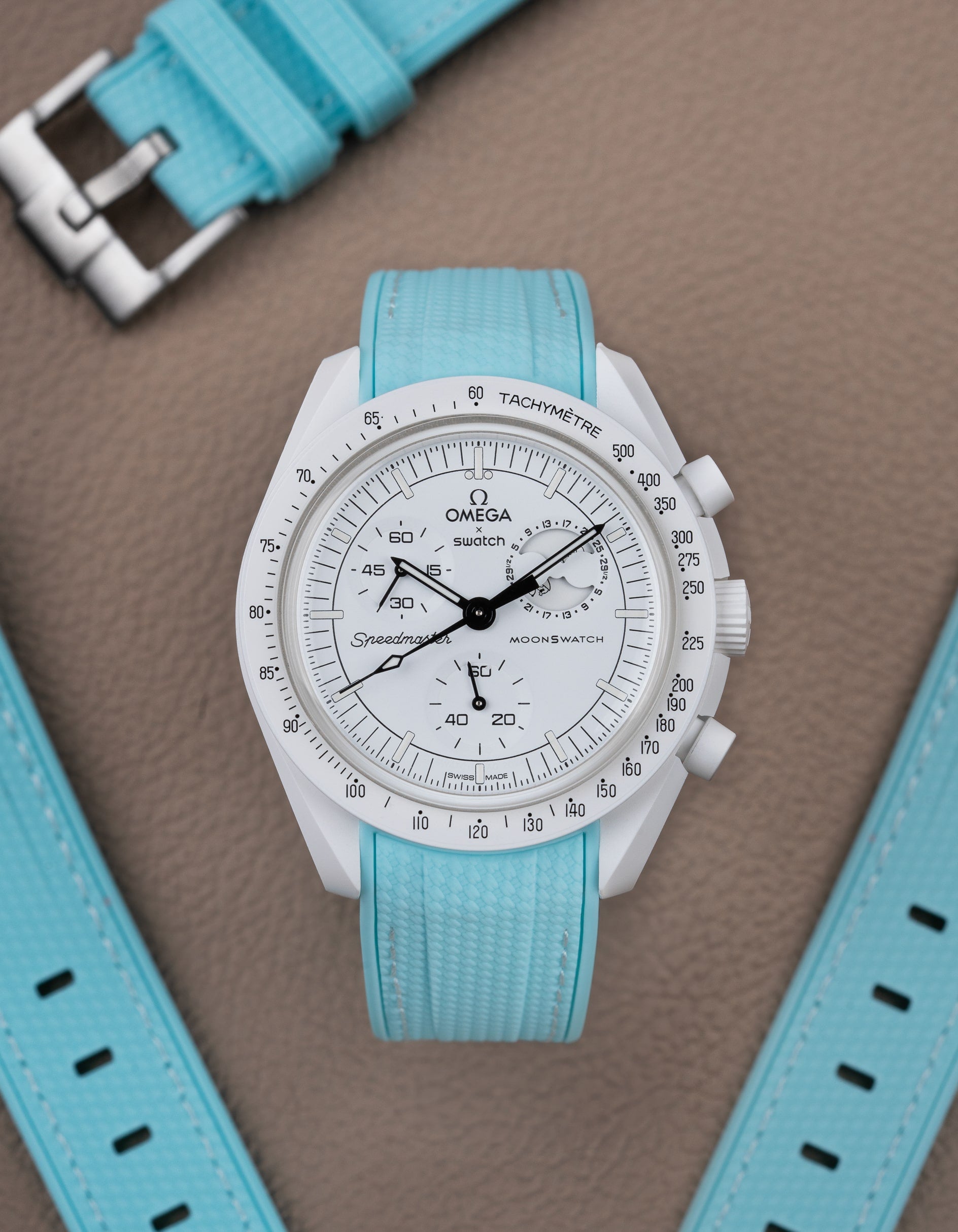 Original Omega X Swatch MoonSwatch Mission to Moonphase Rubber Watch Strap - Durable & Comfortable Replacement Band for Everyday Wear & Sports Activities