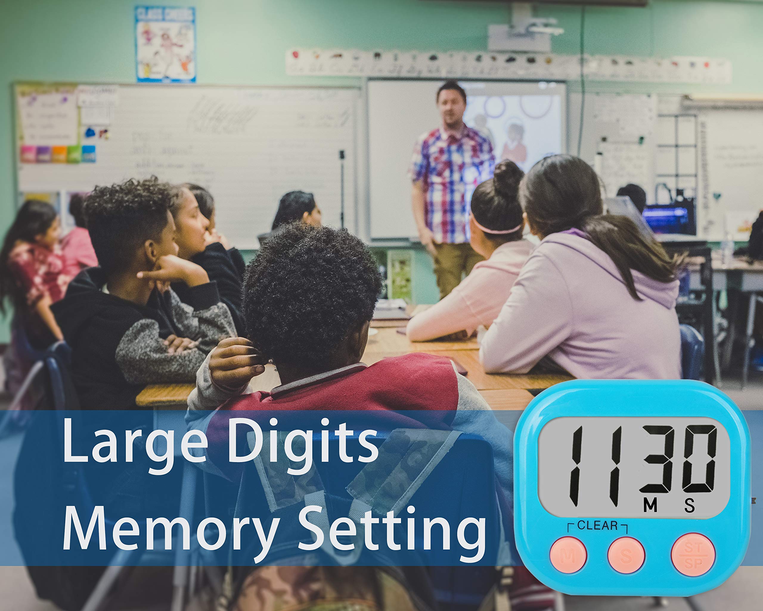 Large Magnetic Digital Timer 4 Pack - Countdown Clock for Classroom Teachers & Kids | Perfect for Time Management, Tests, Games and Learning Activities