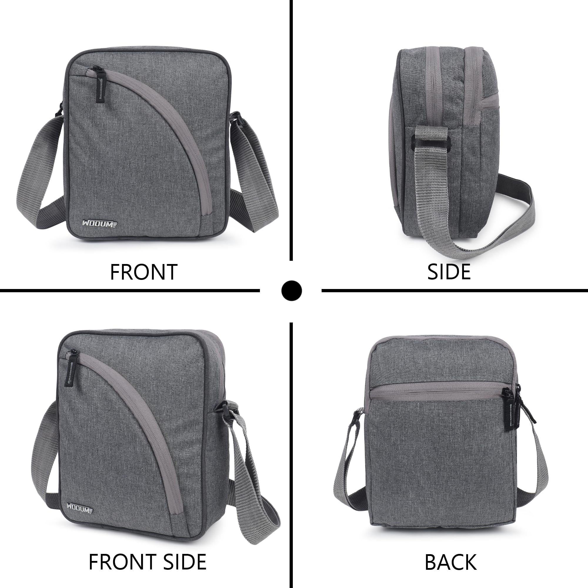 Wooum Sling Bag Cross Body Messenger Bag - Compact Size 10x8x4 Inch (Tgrey) - Water-Resistant with 4 Zipper Compartments, Adjustable Strap & Tablet Holder - Large Capacity for Travel, Work & Daily Use