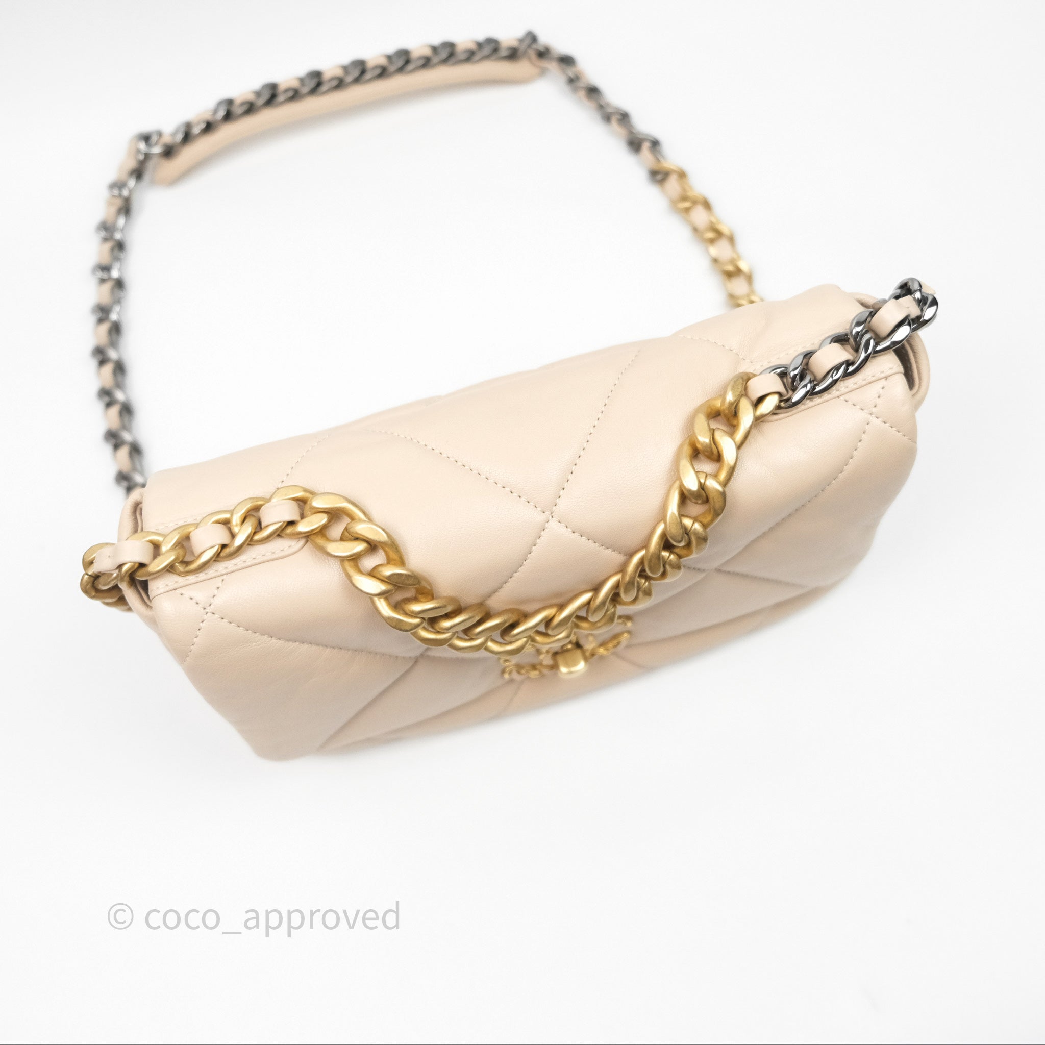 Chanel 19 Small Beige Mixed Hardware Flap Bag - Luxury Designer Handbag for Women | Perfect for Everyday Use, Office & Special Occasions