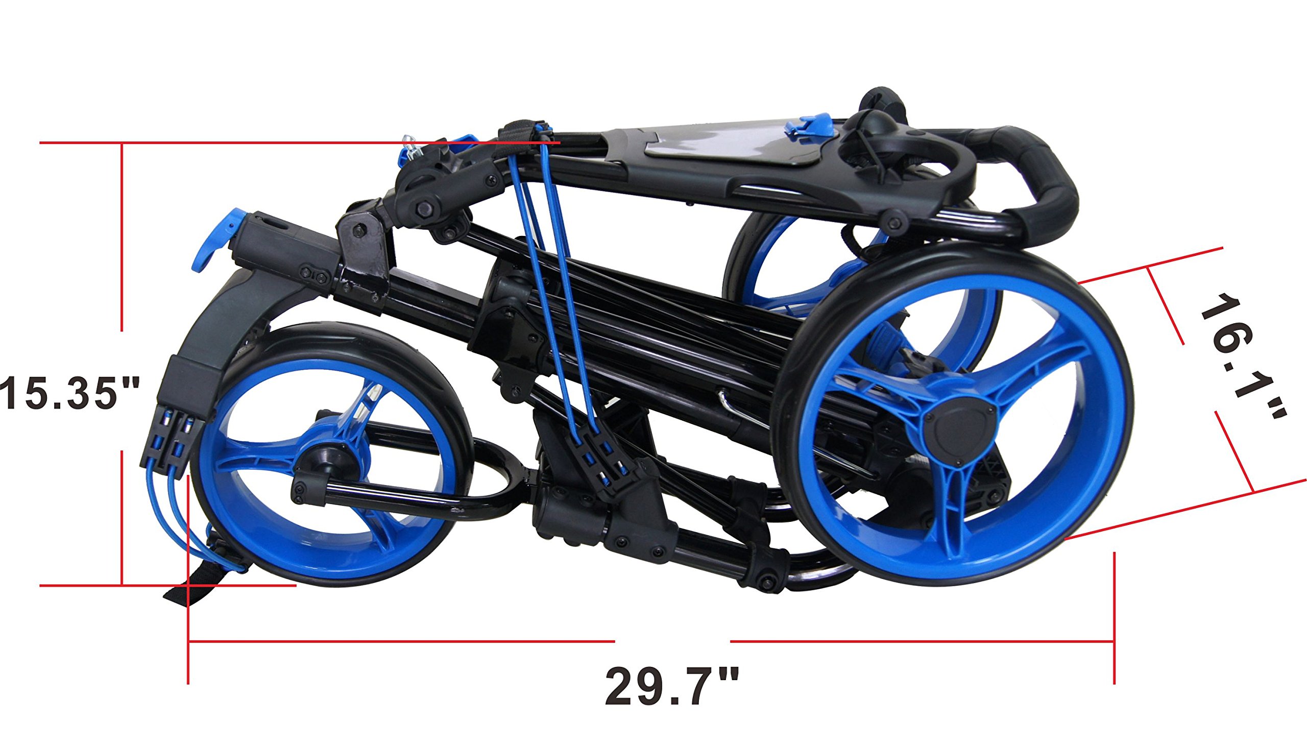 Premium 3-Wheel Golf Push Cart with Foot Brake - 1-Second Quick Fold, Adjustable Handle & Umbrella Holder | Lightweight Aircraft Aluminum Frame | Beverage Holder & Storage | Perfect for Golf Courses & Outdoor Sports