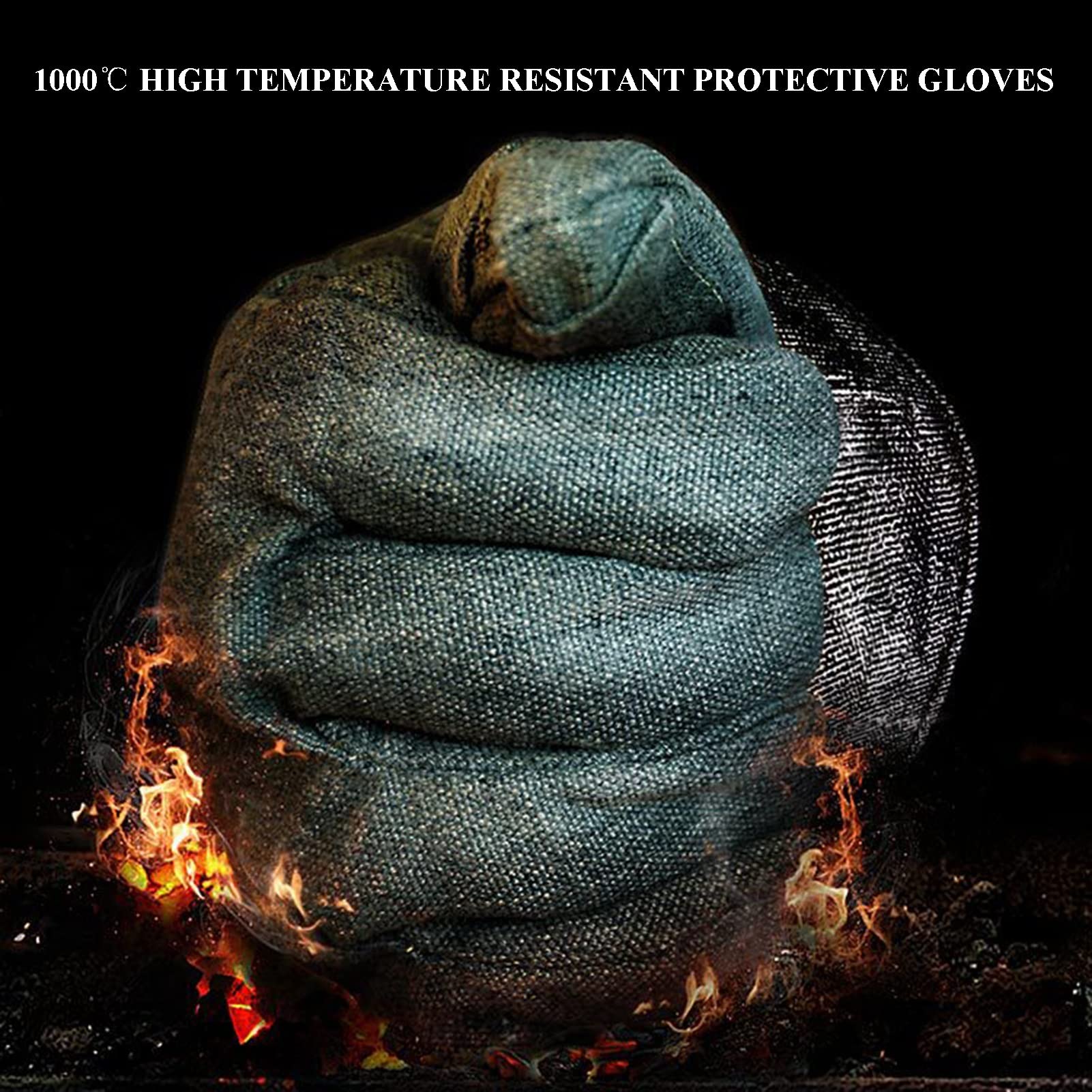 1000℃ Heat Resistant Insulation Gloves - Aluminum Foil High Temperature Safety Gloves for Welding, Grilling & Cooking (Women & Men) - Perfect for BBQ, Fireplace, Oven & Industrial Work